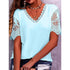 Women Summer Loose V Neck Lace tops